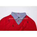 Boy's Knitted Flamingo Embroidery Shirt-Collar Pullover